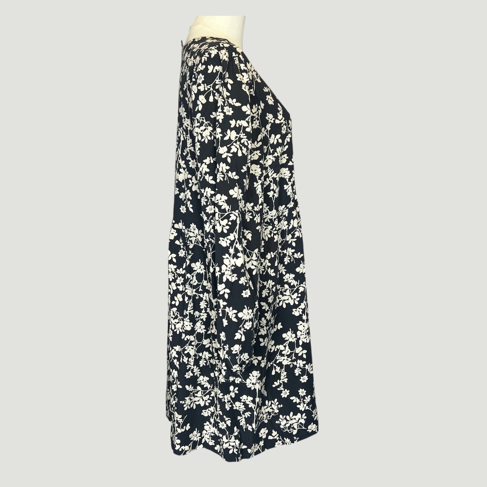 Old Navy Women's Large Black White Floral Long Sleeve Mini Dress Cottagecore - Picture 3 of 7